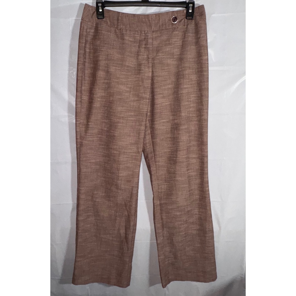 Harve Benard Womens Pants Sz 12 Brown Textured Straight Leg Dress Flat Front